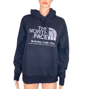 The North Face Berkely Hoodie Heavy Cotton Drawstring Hood Pocket Gray Black Med